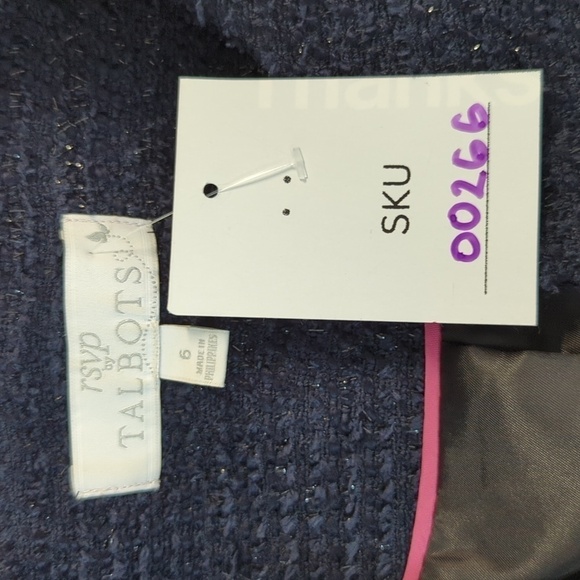 Talbots Tweed Jacket Blue 6 preppy fall Business casual holiday classic parisian - Picture 6 of 7